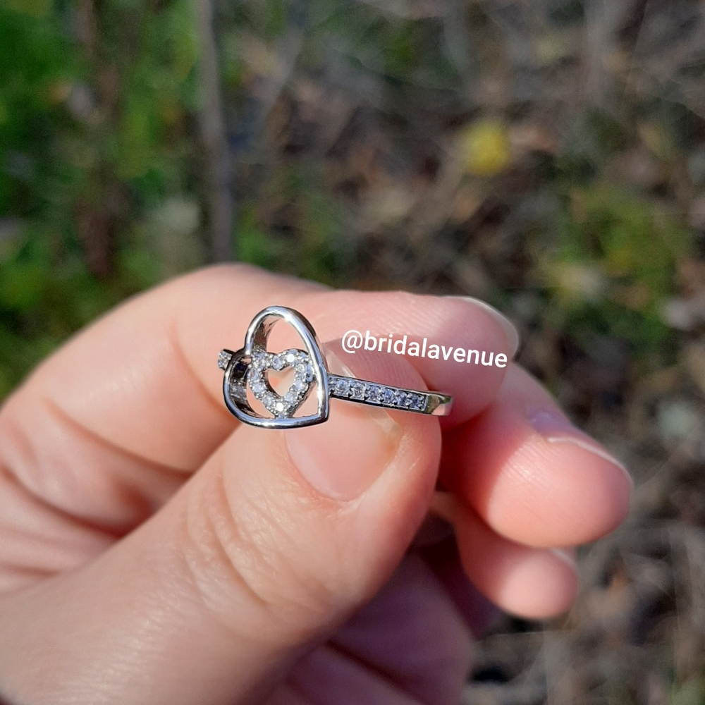 New Silver Fashion Ring Love white sapphire - Picture 5 of 5